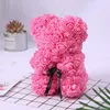 25cm Teddy Bear Artificial Rose Flower Bear Send Girlfriend Birthday Box Valentines Day Gift Christmas mother's 210624