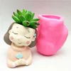girl concrete flower pot silicone mold baking chocolate resin candle 210903