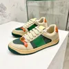 Casual Shoes With Box Women Screener Leather Sneakers Men Designer Shoes Web Green Red Stripe Shoe Original Canvas Flats Vintage Sneaker NO320