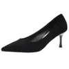Sexy talons femmes chaussures marque Design femme pompes 6.5 CM mince talon haut bout pointu doux confortable noir Beige chaussures décontractées 210520