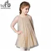 Detaljhandel 3-10 år klänning mesh sequin o-nack prinsessa klänning bling casual barn barn vår sommar höst fall q0716