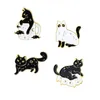 Ghost Black Color Cat Animal Enamel Brooches Pin for Women Fashion Dress Coat Shirt Demin Metal Funny Brooch Pins Badges Promotion Gift 2021 New Design