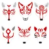 Vit Japan Anime Fox Kitsune Mask Cosplay Party Props Masquerade Kostymtillbehör Pub Clubwear Halloween Masks