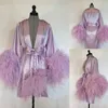 2021 Abiti da sera viola Piuma da donna in gravidanza Abito da sposa Abito trasparente Illusione sexy Lingerie Camicia da notte Accappatoio Indumenti da notte