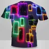 UNEY Psychedelic Shirt 3D Graphic T For Men US Size Light Tops Rainbow Tshirt Men/Woman Tees La Hip hop Round Neck Top Tee 210629