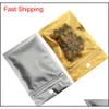 8X13Cm Gold Zip Lock Plastic Bags Resealable Matteclear Dried Food Candy Smell Proof Storage Zipper Bag With Hang Hole 100Pcslot K2414