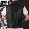 Мужские жилеты Zogaa мужская жилет Biker мотоцикл хип-хоп жилет мужской искусственный кожаный панк куртки сплошные черные весенние мужчины без рукавов PU