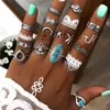Cluster-Ringe, wenn ich Bohemian Butterfly Flower Set für Frauen Silber Farbe Geometic Vintage Elephant Leaf Finger Knuckle Ring Schmuck Geschenk