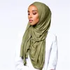 패션 일반 면화 유니폼 히 자브 탄성 스카프 목도리 단색 긴 스카프 여성 이슬람 머리띠 터번 파슈미나 170 * 60cm