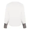 Women's Blouses & Shirts Blusa Branca Feminina 2022 Women Leopard Printing Flared Sleeve Long Botton V-Neck Shirt Blouse Tops Ladies