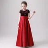 Flower Girl Dresses vestidos lace Baby Infant Dress Kids Formal Wear Floor-Length Satin Bow