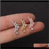 Stud Earrings 1Pc Cz Curved lage Piercing Jewelry 20G Stainless Steel Earring Tragus Rook Conch Screw Back Stud Ear Rfco81696308