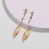 Dangle & Chandelier Hot-selling Metal Shell Round Piece Handmade Gold Long Chain White Special-shaped Pearl Earrings For Women Jewelry