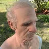 Me-The Elder Old Man Chinless Wrinkle Scary Face Mask مع الشعر