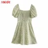 Тангада летние женщины цветы печати французский стиль мини платье слойки с коротким рукавом женские сарафрансы 3H567 210609