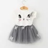 T-shirt Summer Lovely Cat e camicia in tulle con farfalla applicata per ragazze Dreesess a maniche corte 210528