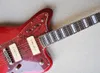 Metal Red Electric Guitar with P90 Pickups,Rosewood Fretboard,Red Pearl Pickguard,Offering Customized Service