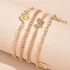 S2343 Fashion Jewelry Multi Layer Anklet Set Key Lock Snake Butterfly Charms Pendant Chain Anklets