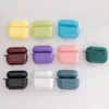 Neon Fluorescent Candy Color Silicone Solid Transparent Soft TPU Gel Wireless Earphone Shockproof Protective Case Anti-drop With Hook For Apple AirPods 1 2 3 Pro