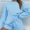 Kadınların Trailtsuits Kadınlar 2 Parça Set Uzun Kollu Sweatshirt Şort Gevşek Tırmız Takıntısı Loungewear 2022 Sonbahar Kış Kalın