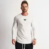 Spring long sleeve t shirt men solid color Fashion cotton o-neck tops plus size high quality gym Bodybuilding Fitness t-shirt 210421