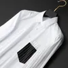 Luxus Gestreiften Patchwork Doppel Pokets Männer Langarm-shirt Dünne Beiläufige Business Männliche kleid Shirts Marke Baumwolle Chemise homme