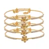 4 stks / partij Armband Wave Gold Color Bangle Dubai Armbanden voor Dames Afrika Sieraden Ethiopische Bruiloft Bruid Gift
