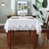 White Table Cover American Linen Cotton cloth flower Fabric Nordic Tv Cabinet Cloth Lace Pattern Modern HM917 211103