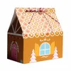 50 stks Xmas Craft Mini Huis Gunst Dozen Party Kerstboom Candy Pakket Kleine Gift Wrap Chocolade Zoete Houder Bakken Papier Box met String