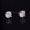 Natural Moissanite Stud Earrings For Women Men 4 Prong Setting Pure Silver Round D Color VVS Platinum Plated