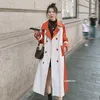 Женские траншеи Coats Женский элегантный патч -разбил 2022 Панкворное пальто