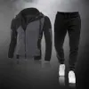 Casual Tracksuit män sätter hoodies och byxor 2 styck / set Zipper Hooded Sweatshirt Outfit Sportkläder Manlig kostym Kläder 210722