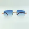 2022 Bouquet Diamond Sunglasses 3524014 with Natural original wooden glasses and cut Lens 3.0 Thickness