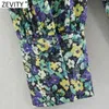 Women Vintage Floral Print Single Breasted Shirt Retro Office Ladies Long Sleeve Blouse Roupas Chic Femininas Tops LS9032 210416
