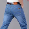 Irmão Wang homens jeans negócios luz casual azul força elástica moda calças de denim calças de marca masculina 211111