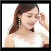 Żyrandol moda ol długimi imitacja wisiorek Dangle White Pearl Strand Kolczyki łańcuchowe Kobiety Ear Stud Eardrop Bride Wedding Jewelry J0O YNGAC