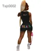 Tute da donna Set da due pezzi Designer Slim Sexy Tinta unita Pantaloncini senza maniche Lettere Motivo a cartoni animati Stampato Abito multicolore multicolore