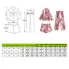 Women's T-Shirt Vintage Women Red Print Shorts Suit 2022 Summer Fashion Ladies Loose Casual Boho Two Piece Set Girls Chic Shirts Sets