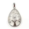 Vattendroppe Håled Out Life Tree Hängsmycke Halsband Sterling Silver för Kvinnor Gåvor och Män Smycken