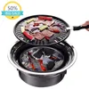 BBQ Houtskool Grill Draagbare Huishouden Koreaanse Ronde Carbarbecue Camping Fornuis voor Outdoor, Indoor en Picnic 210724