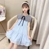 Dress Girl Plaid Pattern Girls Denim es Embroidery Children Party Patchwork Summer Costumes For 210528