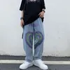 Heren jeans pr pr love graffiti print broek 2021 herfst mode casual mannen straatkleding losse oversize Koreaanse hiphop broek