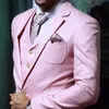 Męskie garnitury męskie Blazery różowe bal maturalne dla pana młodego smokingu ślubnego 3 -częściowy swobodny męski kostium mody z spodniami kamizelki