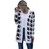 Autumn Winter Leopard Thin Knitted Cardigan Coat Women Long Sleeve Plus Size Fashion Vintage s Female 210603