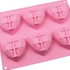 6 Cavity Diamond Love Silicone Cake Mould 3D Heart Shape Fondant Chocolate Baking Mold Modelling Decor