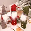 Christmas Gnomes Wine Bottle Cover Handmade Swedish Tomte Gnomes Santa Claus Bottle Toppers Bags Holiday Home Decorations