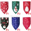 6 Färg Julhundar Bandana Dog Apparel Singel Side Polyester Triangle Bibs Scarf Tillbehör till Doggy Cats Husdjur Djur A140