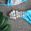 Summer Luxury Rhinestone 2 Piece Swimsuit Women Blue Sexy Female Beach Style Halter Bra And Panty Underwear Bras Sets