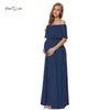 Maternity Long Dress Women Ruffle Stretchy Sleeveless Maxi Dress Off Shoulder Pregnancy Clothing Mama Baby Shower Pregnant Dress Y0924
