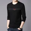 Новая мода марка футболки мужские высококачественные хлопковые топы улины стиль тенденции с длинным рукавом футболка корейский мужской одежда 210410